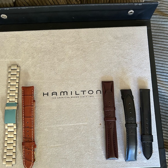 5 Hamilton Watch Straps in Stainless Steel Tan Brown and Black - Brand New